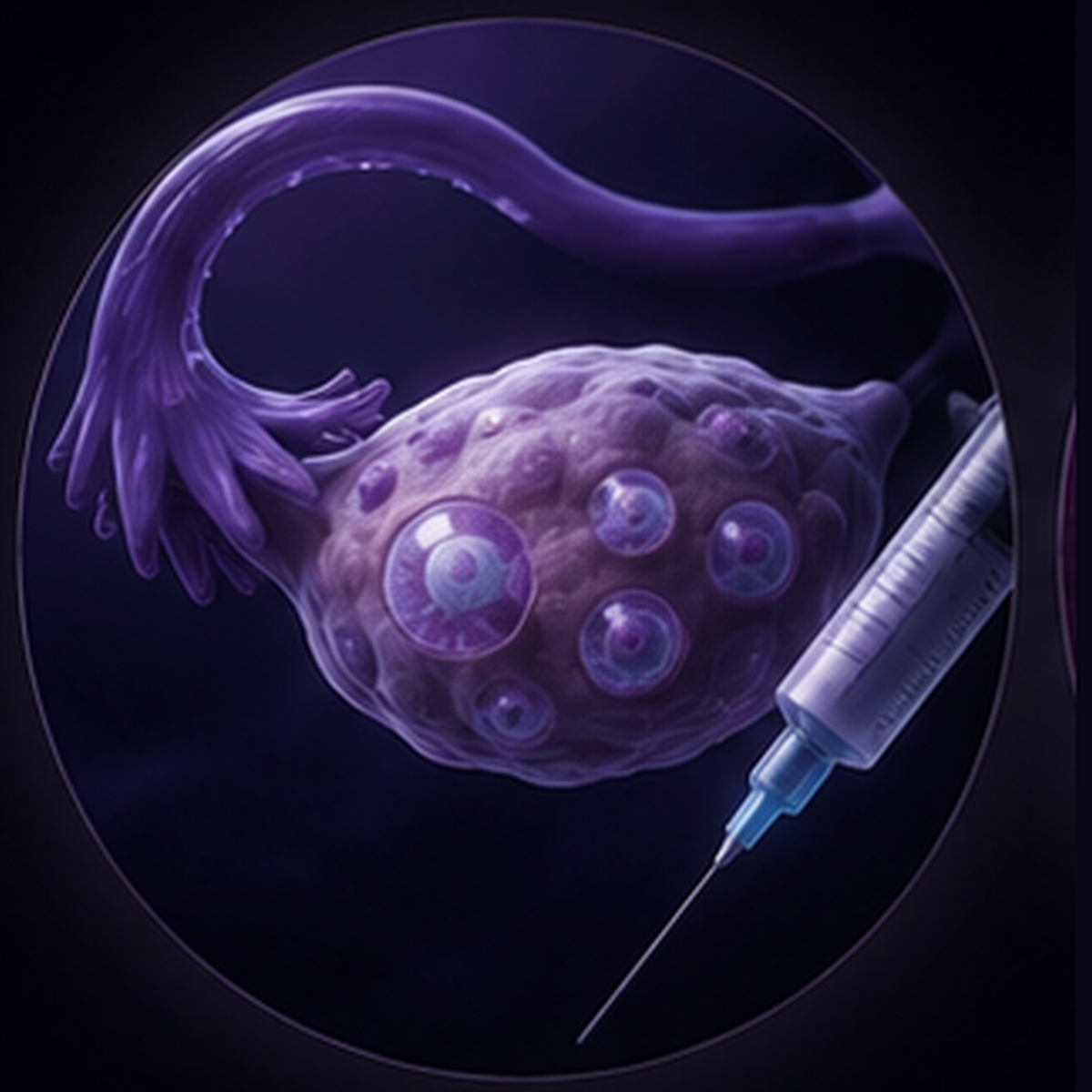 Ovarian stimulation — ovary with multiple developing follicles