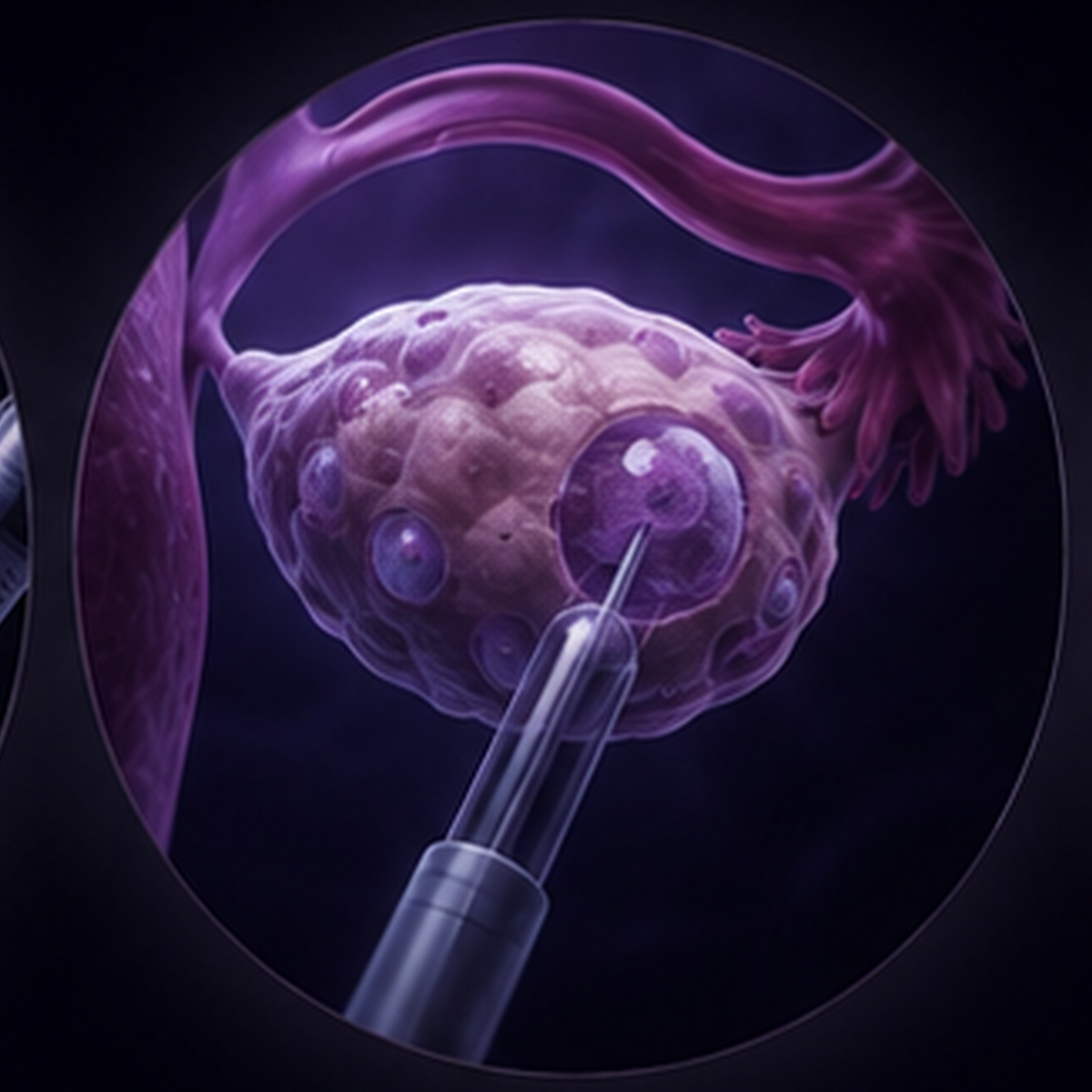 Egg retrieval — follicle aspiration with a retrieval needle