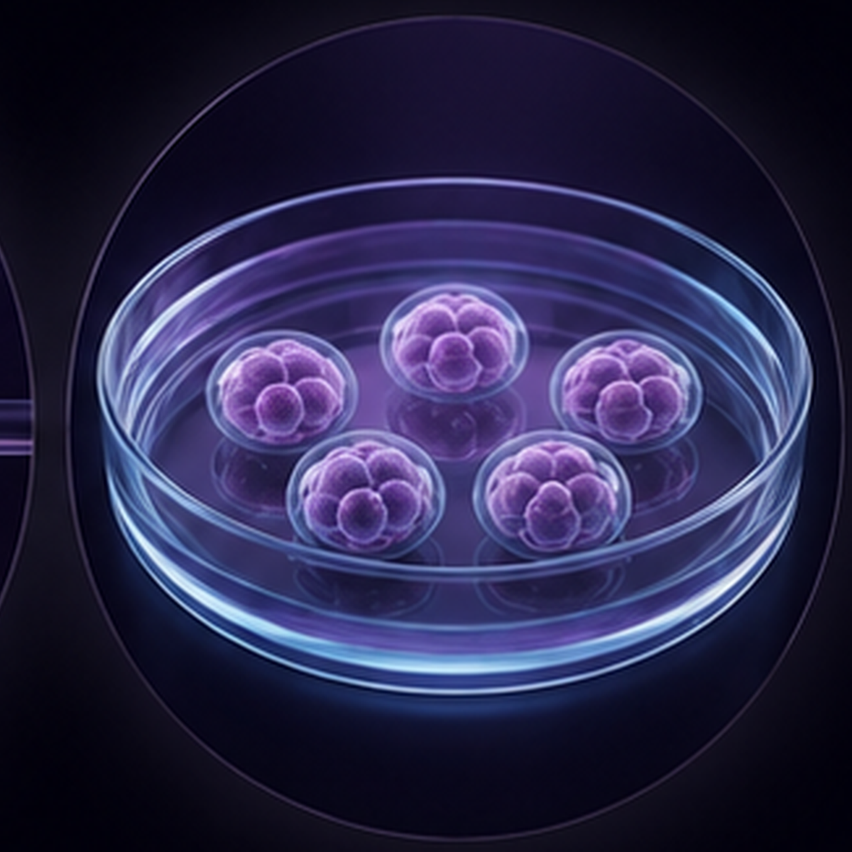 Embryo culture — blastocyst developing in a laboratory culture dish